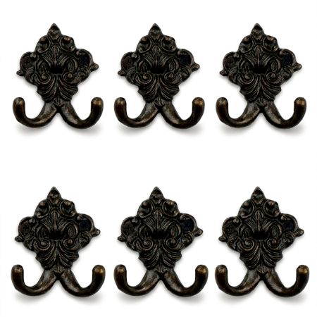 6 Pieces Antique Iron Heavy Duty Wall Hooks