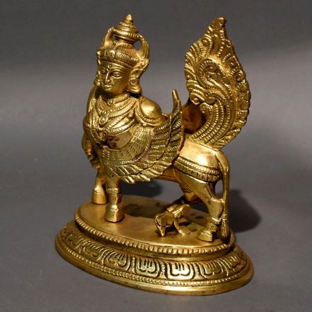 Handmade Brass Kamadhenu Statue Sacred Cow With Calf Hindu Religious Idol