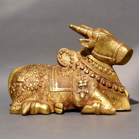 Ornate Nandi Bull Idol Handcrafted Brass