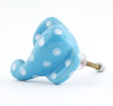 Turquoise Polka Elephant Face Knob