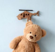 Natural Wooden Helicopter Design Adhesive Wall Hook
