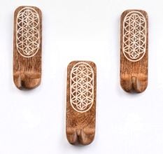 3 Pieces Wooden Decorative Adhesive Wall Key And Towel Holder