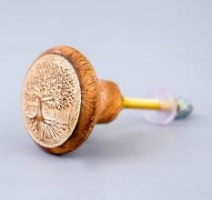 Wood Tree Design Round Shape Cupboard Drawer Knob