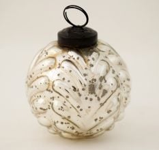 Silver Vintage Round Mercury Glass Christmas Ornament