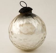 Silver Round Glass Hanging Ornament For Christmas Tree