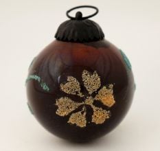 Brown Round Flower Christmas Glass Hanging Ornament