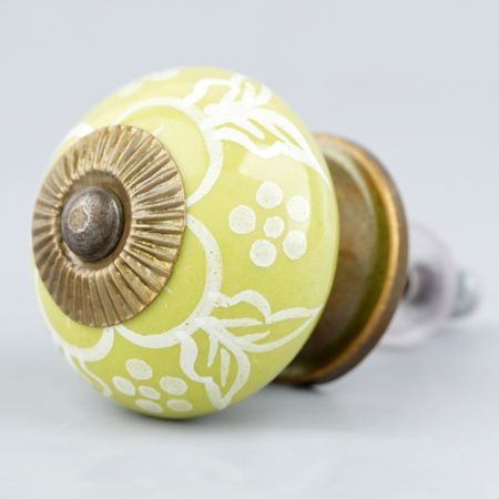 Lime Green Floral Ceramic  Dresser Knobs Online