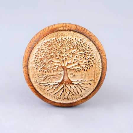 Wood Tree Design Round Shape Cupboard Drawer Knob