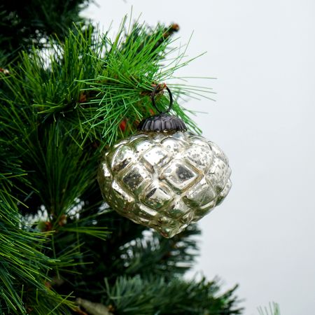 Antique Silver Turnip Box Cut Christmas Hanging
