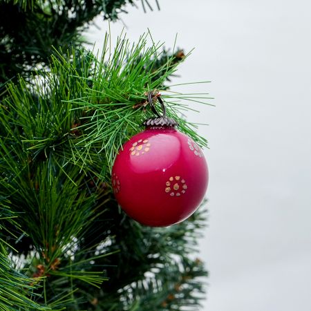 Vintage Red Glass Floral Pattern Christmas Ornament