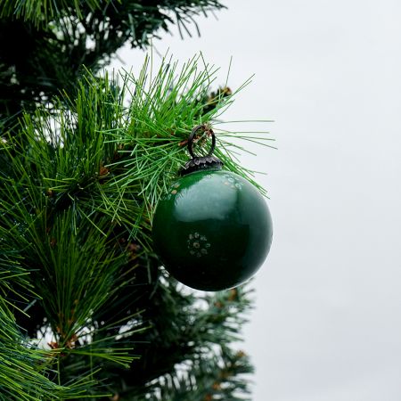 Vintage Green Glass Floral Pattern Christmas Ornament