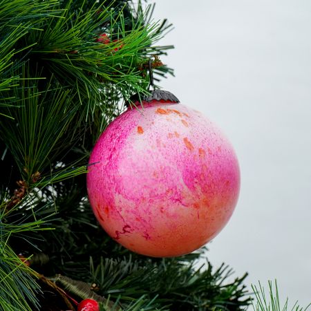 Pink Decorative Round Glass Hanging Ornament