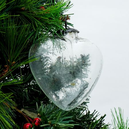 Clear Decorative Heart Shaped Glass Christmas Hanging Ornament