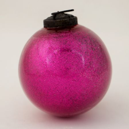 Pink Glitter Glass Christmas Ball Ornament