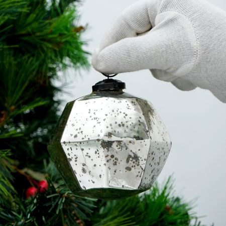 Antique Mercury Glass Geometric Hanging Ornament