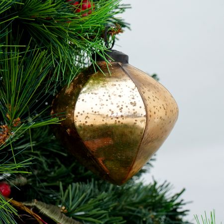 Gold Decorative Mercury Glass Diamond Shape Hanging Ornament