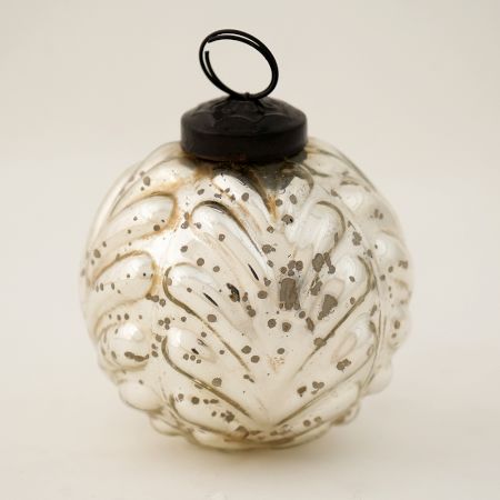 Silver Vintage Round Mercury Glass Christmas Ornament
