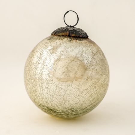 Silver Vintage Round Mercury Glass Christmas Ornament