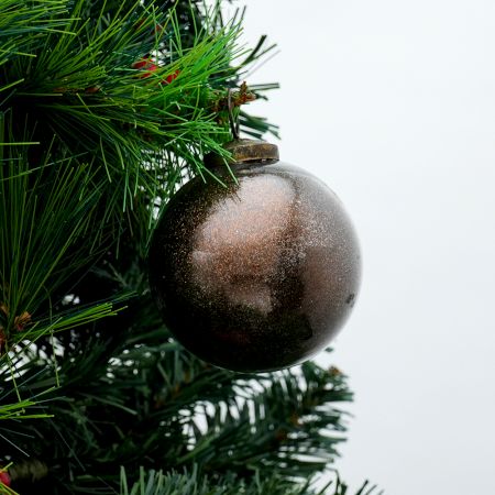 Brown Round Vintage Glass Christmas Ornament