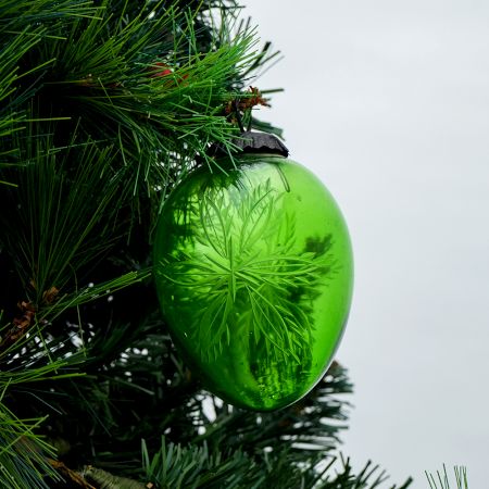 Vintage Green Cut Glass Christmas Bauble Hanging Ornament