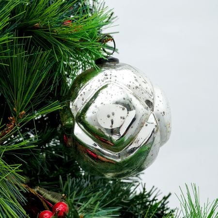 Silver Round Decorative Mercury Glass Hanging Ornament
