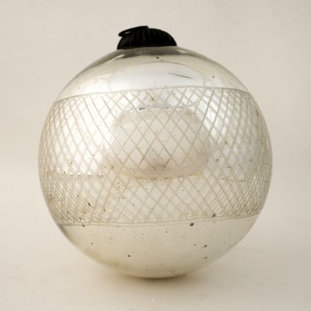 Round Antique Silver Mercury Glass Christmas Ornament With Netting Pattern