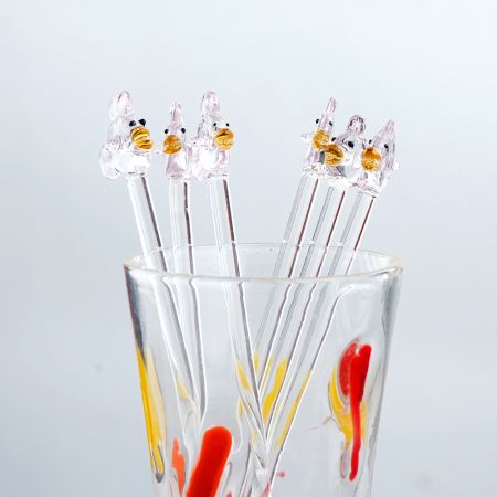 6 Pieces Cut Fish Stirrer Glass Swizzle Sticks for Cocktail Party