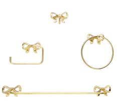 Elegant Brass Bathroom Hardware Set of 4 with Bow Design