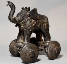 Vintage Brass Elephant Rolling Toy Decorative Figurine