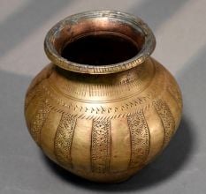 Handcrafted Brass Detailed Engraved Traditional Ritual Pot