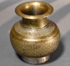 Handcrafted Brass Engraved Vintage Finish Decorative Kalash