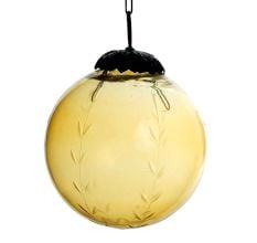 Amber Decorative Round Leaf Glass Hanging Ornament