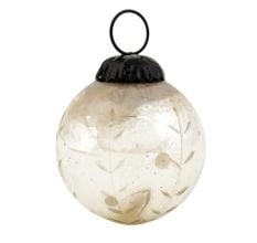 Silver Leaf Round Mercury Glass Christmas Ornament