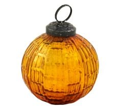Amber Vintage Kugel Round Glass Christmas Ornament