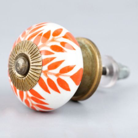 Orange Leaf Ceramic Knob