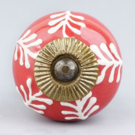 Red White Leaf Knob