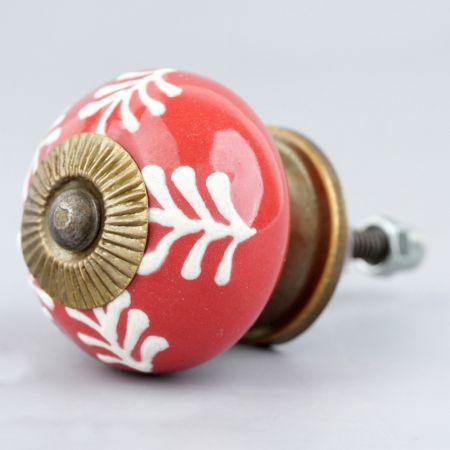 Red White Leaf Knob