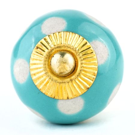 Sea Green Etched Dot Ceramic Drawer Knob