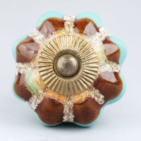 Sea Green And Brown Ceramic Cabinet Knobs