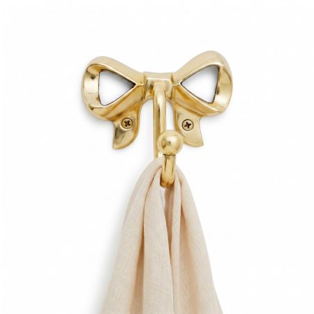 Brass Handmade Golden Bow design Wall Hook for Hanging Clothes