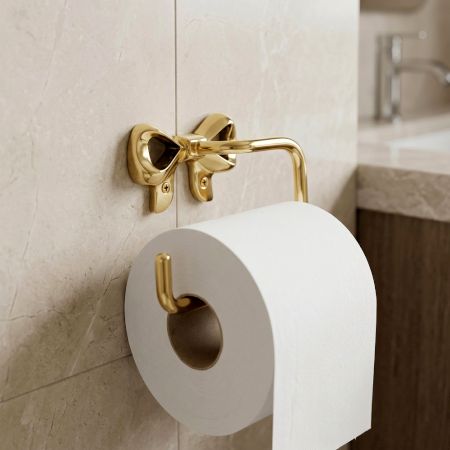 Elegant Brass Bow Toilet Paper Holder Wall Mounted Bathroom Accessory