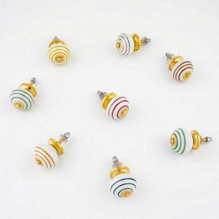 8 Pieces Ceramic Multicolor Striped Kitchen Drawer Knobs