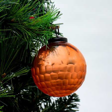 Amber Handmade Round Glass Hanging Ornament