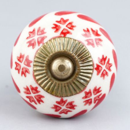 Red Tiny Flower Drawer Knob