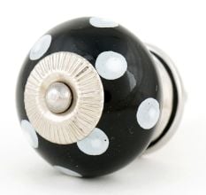 Black Ceramic Polka Dotted Living Room Cupboard Knobs