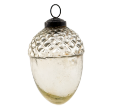 Silver Style Acorn Shaped Mercury Glass Hanging Ornament