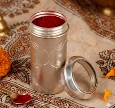 Handcrafted Silver Kumkum Box Cylindrical Storage Container
