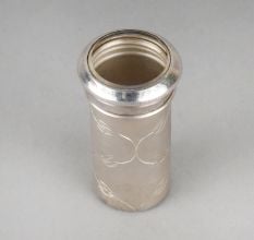 Handcrafted Silver Kumkum Box Cylindrical Storage Container