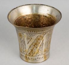 Handcrafted Brass Engraved Tumbler Traditional Pooja Glass