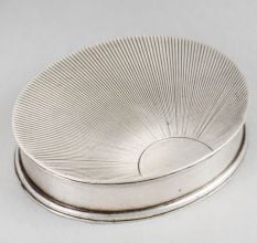 Vintage Silver Sunburst Engine Turned Trinket Box